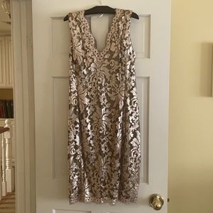 Tadashi Shoji Champagne Sequin Dress - Size 10